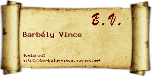 Barbély Vince névjegykártya